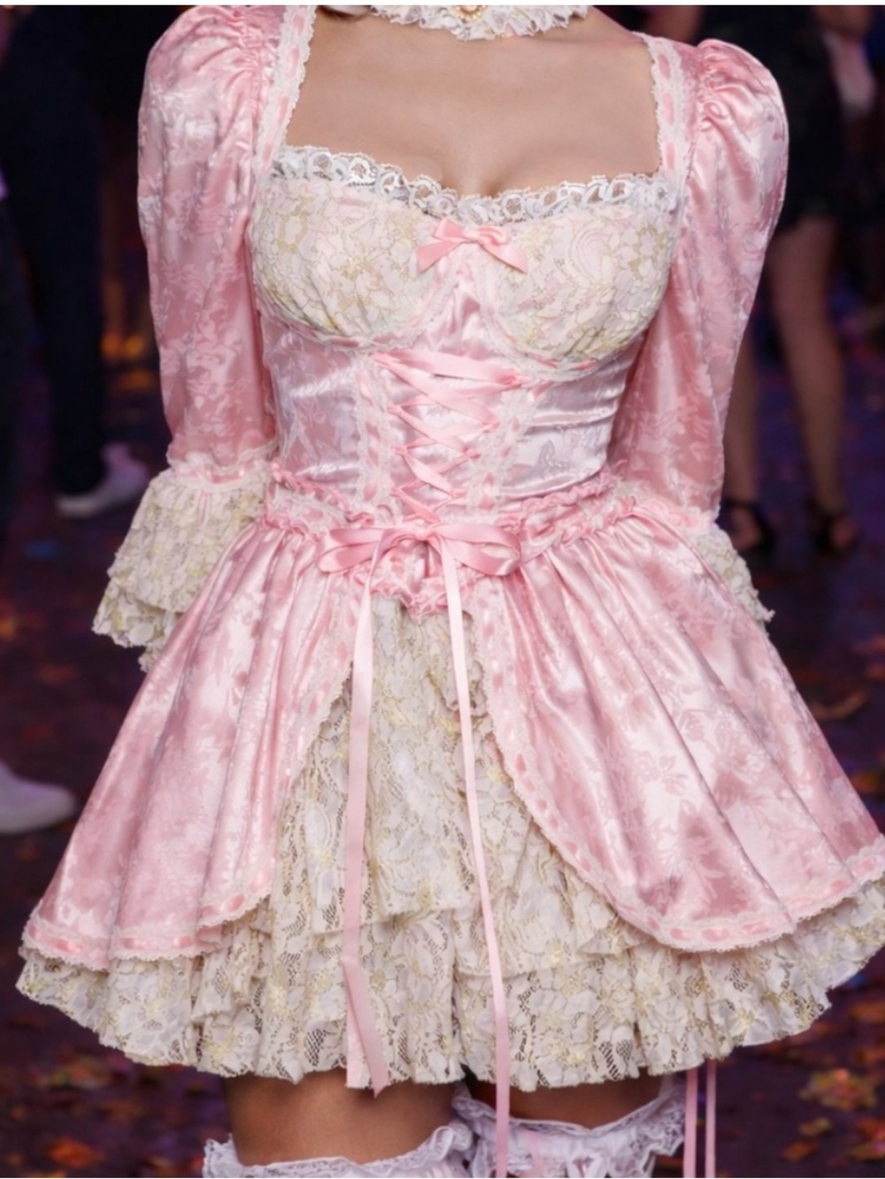 Dolls Kill Trickz N' Treatz Let Them Eat Cake Dress Marie Antoinette Pink Small